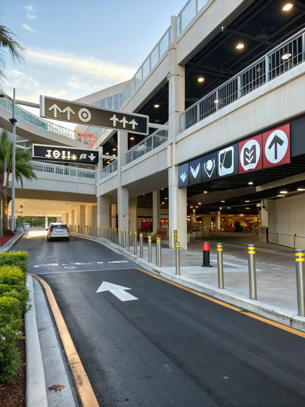 A wide shot of a completed precast concrete structure, such as a parking garage, demonstrating the scale and efficiency of precast construction.